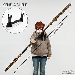 Anime Inspired Golden Hoop Staff 1.8m Detachable Cosplay Accessory with Stand