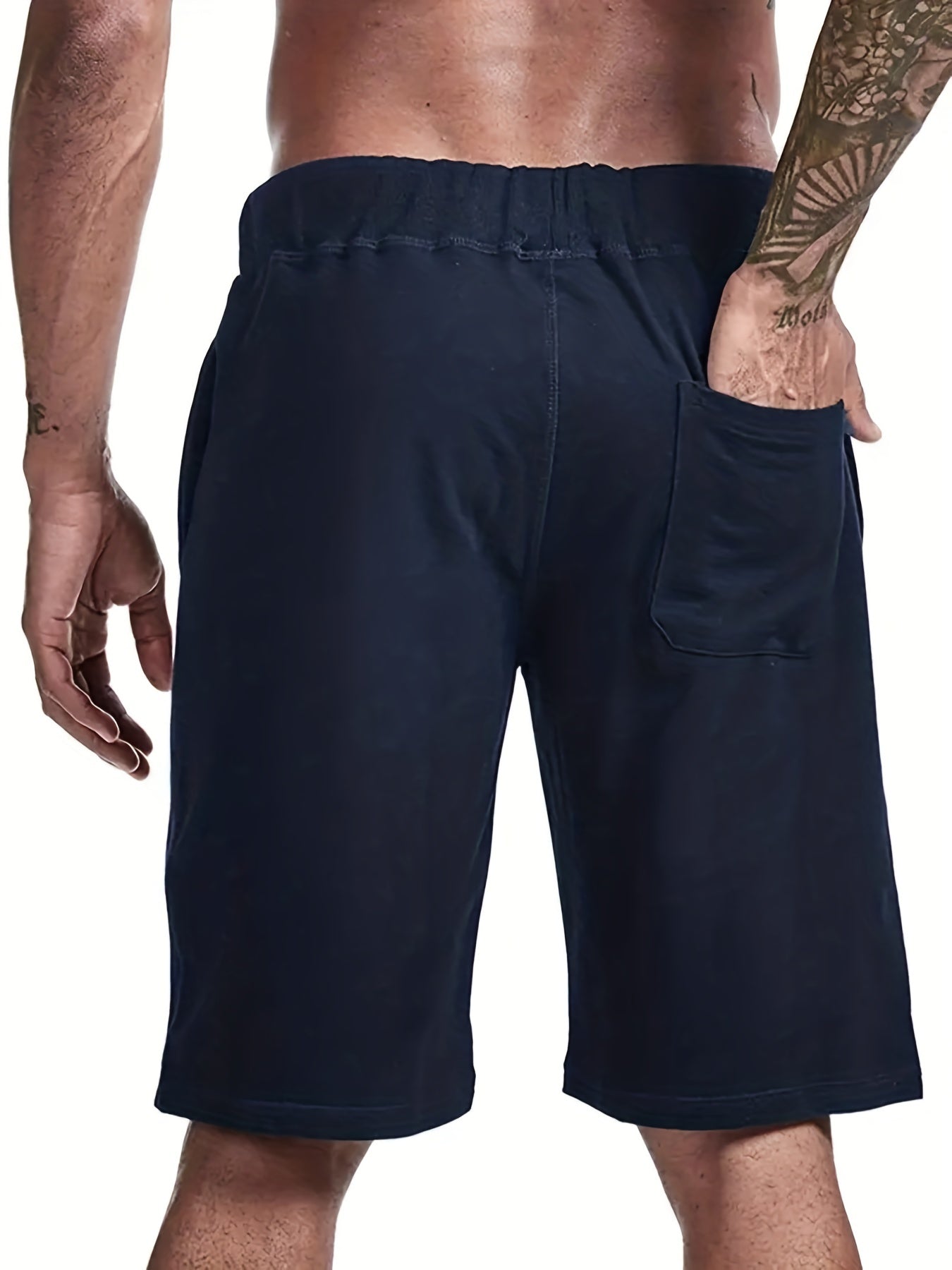 Cotton Drawstring Cargo Shorts Men's Casual Solid Cargo Shorts