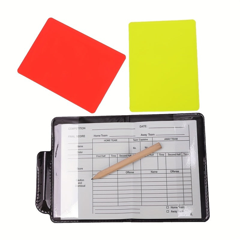 Football Red/Yellow Card Set w/ Leather Case & Pencil
