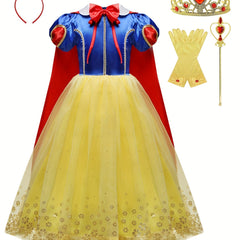 Girls Halloween Queen Cloak Princess Dress Role Play Costume Set