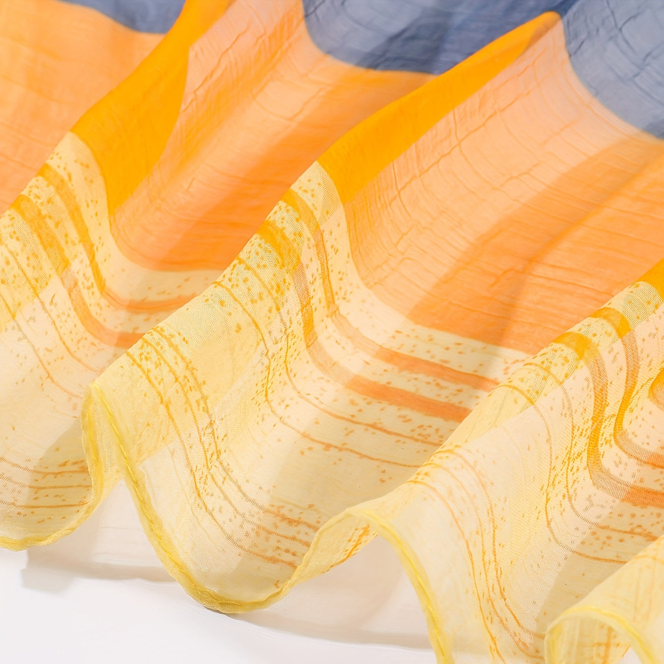 Stripe Gradient Print Gauze Scarf Thin & Yellow Windproof Shawl