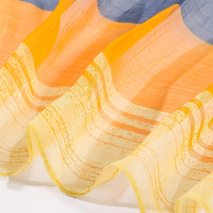 Stripe Gradient Print Gauze Scarf Thin & Yellow Windproof Shawl
