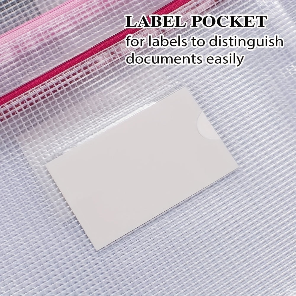 50pcs A4 Size Waterproof Zipper Bag With Tag Belt Mesh Zipper Bag