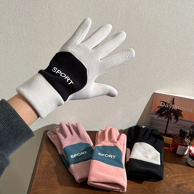 Warm Gloves Velvet Thick Outdoor Gloves For Driving Cycling Anti Slip