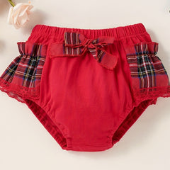 Baby Girl's Bow Plaid Training Pants