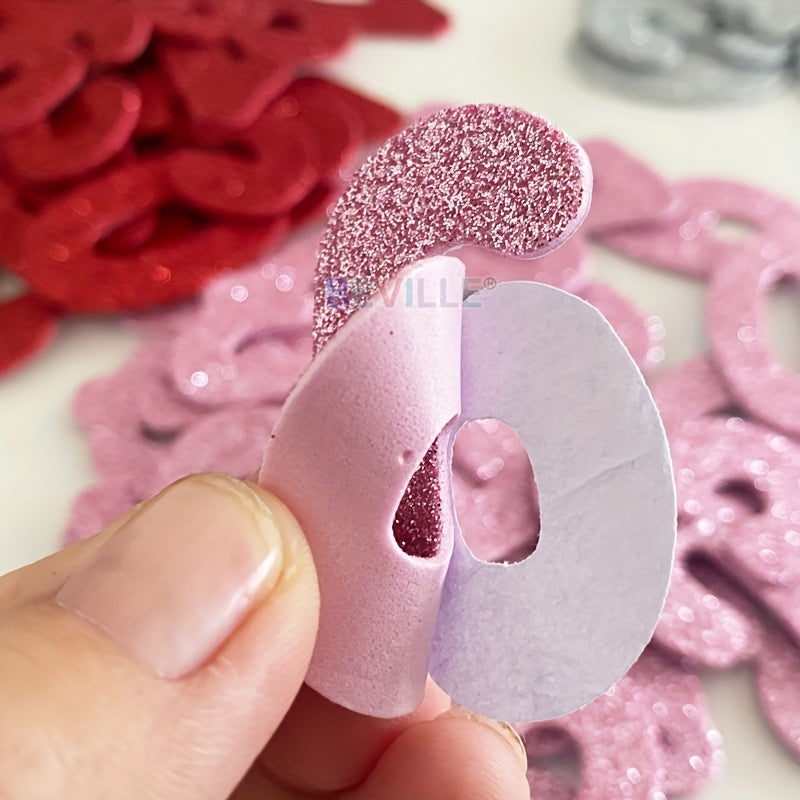 38pcs Glitter Foam Numbers 3D Stickers Assorted Colors DIY Party Supplies