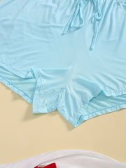 Casual Loungewear Shorts Set Women's Drawstring Pajama