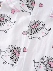 Baby Girls Hedgehog Graphic Print Romper Jumpsuit