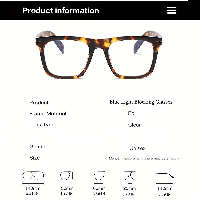 Light Blocking Glasses Unisex Clear Lens Anti Eye Strain Eyeglasses