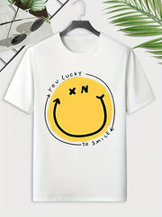 Men's Happy Face Pattern T shirt Active Breathable Tee