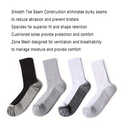 6 Pairs Mid-Calf Socks for Outdoor Activities - Shock Absorbing and Breathable