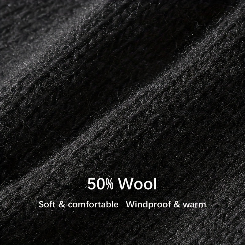 Winter Wool Knit Gloves Windproof Half Finger Cycling Sports Gloves