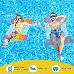 Portable Inflatable Float Lounger Gradient Glitter Sequin Durable PVC