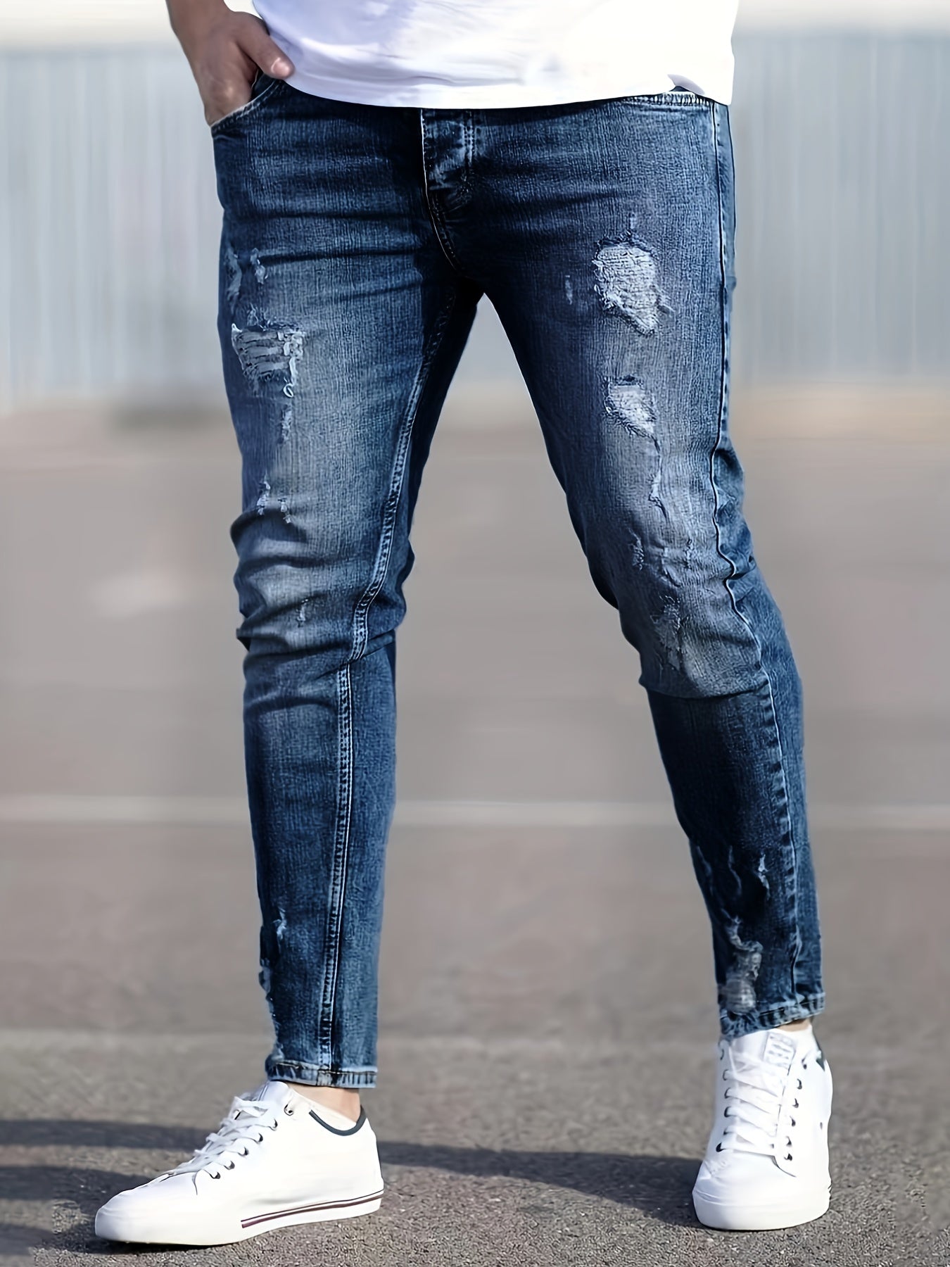 Men's Ripped Stretch Denim Pants