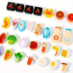 Kids Wooden BBQ Grill Set Backyard Camping Realistic Food Toy Gift