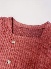 Plus Size Solid Square Neck Jumper Long Sleeve Casual Sweater