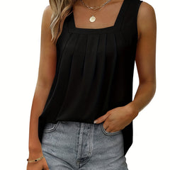 Square Neck Tank Top Sleeveless Casual Top For Women