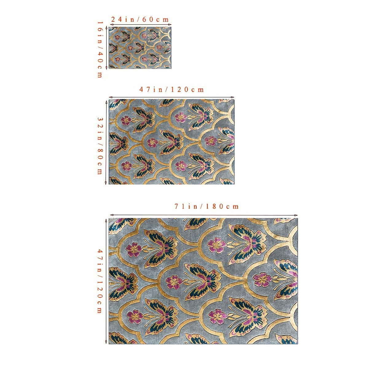 Vintage Floral Faux Wool Area Rug - American Style Living Room Bedroom Carpet