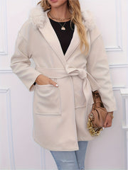 Solid Pockets Hooded Jacket for Women
