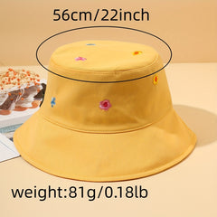Y2K Flower Embroidery Bucket Hat for Women