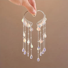 2pcs Colorful Tassel Fairy Earrings Faux Pearl Chinese Style Girls