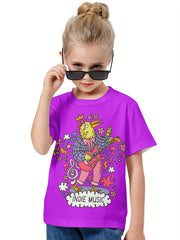 3D Music Chicken Graphic Short Sleeve T-Shirt for Girls Boys