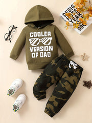 COOLER VERSION OF DAD Camo Outfit Hoodie Top & Pants 2pcs Baby Boy Clothes