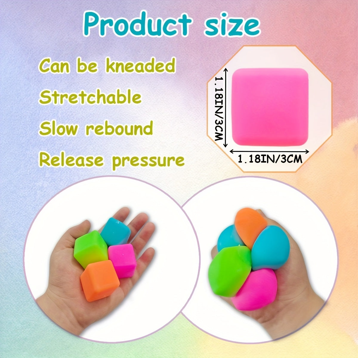 20pcs Cubes Anti Stress Yaping in TPR And Rebond Lent Balles Miniatures