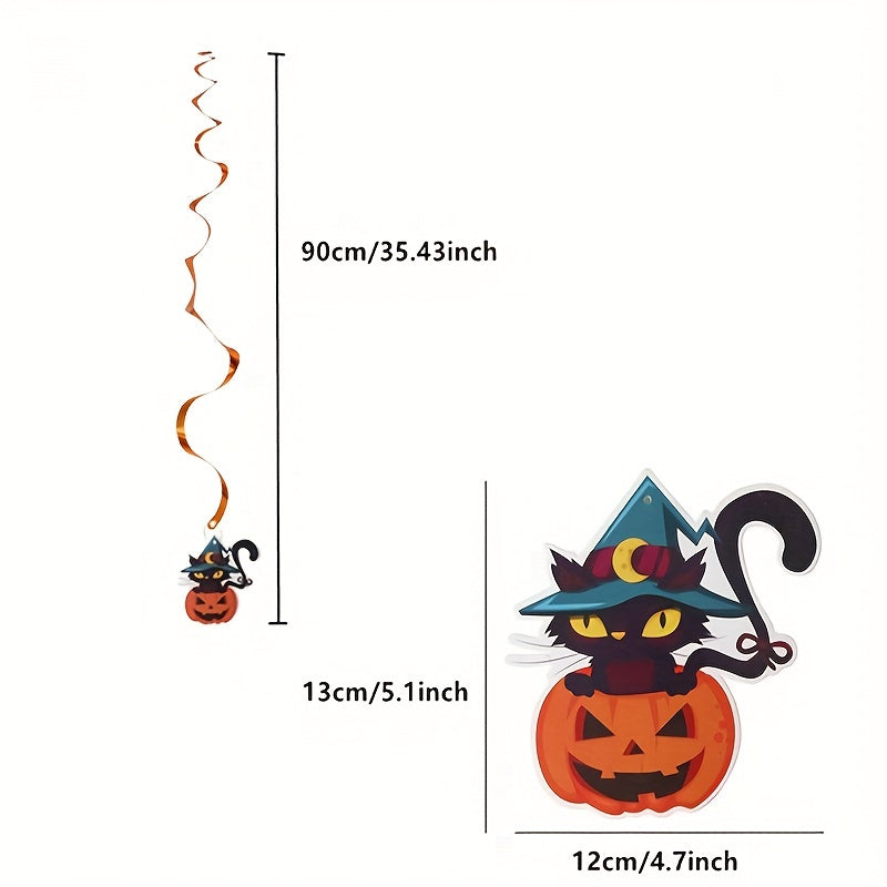 Halloween Party Decoration Letter Pull Flag Pumpkin Spider Cat Boo Print Flags