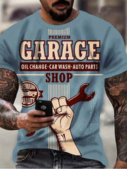 Men's Garage Print T Shirt 3D Digital Print Active Tee