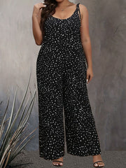 Plus Dot Print Wide Leg Cami Jumpsuit