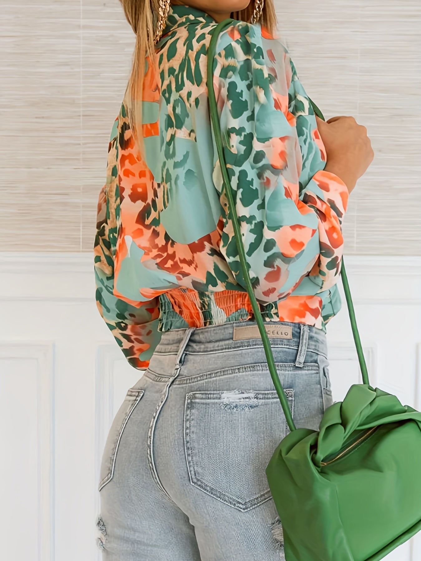 Leopard Print Long Sleeve Blouse