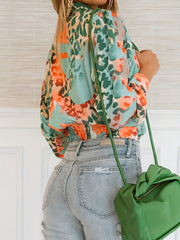 Leopard Print Long Sleeve Blouse