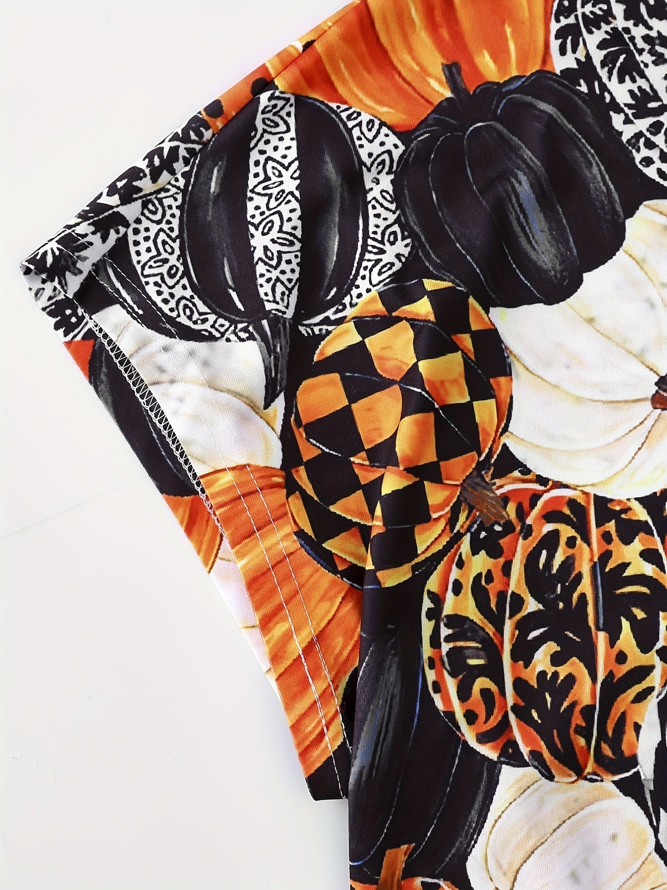 Halloween Blouse Women's Plus Allover Pumpkin Print Batwing Sleeve