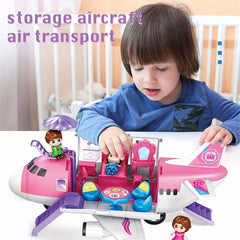 Princess Airplane Playset for Kids Pink with Accessories Furniture and Dolls