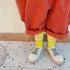 Girls Kids Cotton Blend Stripe Crew Socks for Spring & Summer