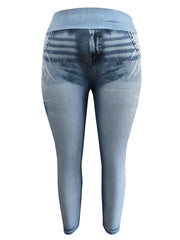 Denim Print Tummy Control Leggings