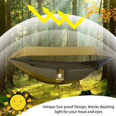GEERTOP Camping Hammock with Mosquito Net & Waterproof Double Sleep