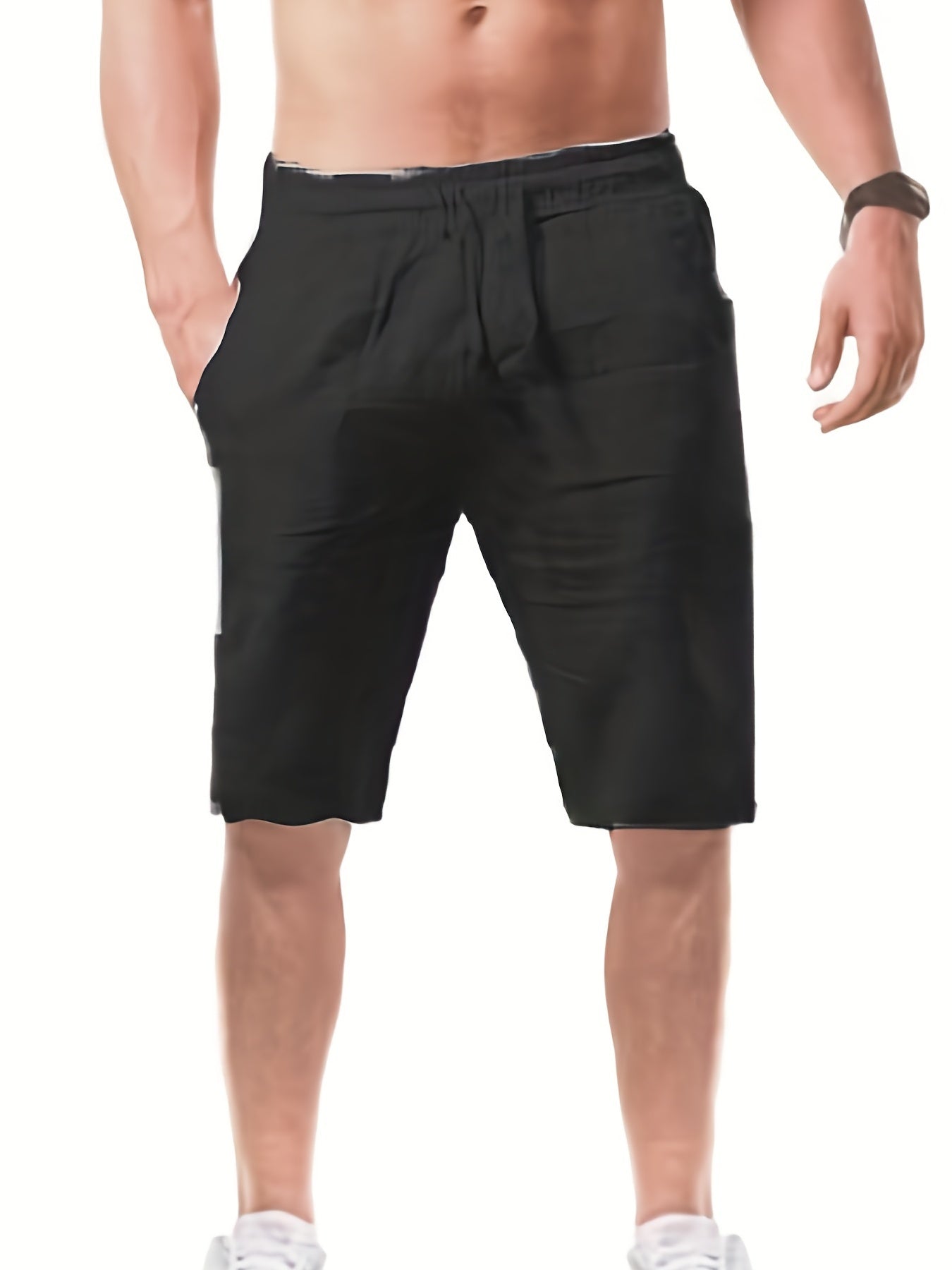 Cotton Drawstring Shorts Men's Summer Casual Beach Resort Solid Waist