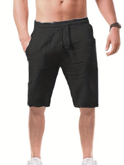 Cotton Drawstring Shorts Men's Summer Casual Beach Resort Solid Waist