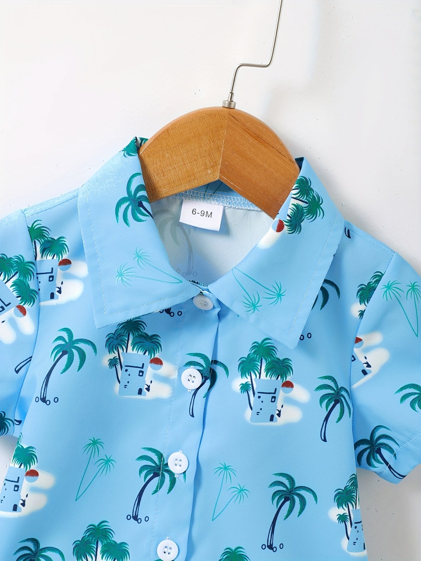 2pcs Baby Boys Coconut Tree Print Shirt & Shorts Set for Summer
