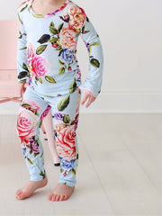 Girl's Floral Print Pajama Set Long Sleeve Top & Pants