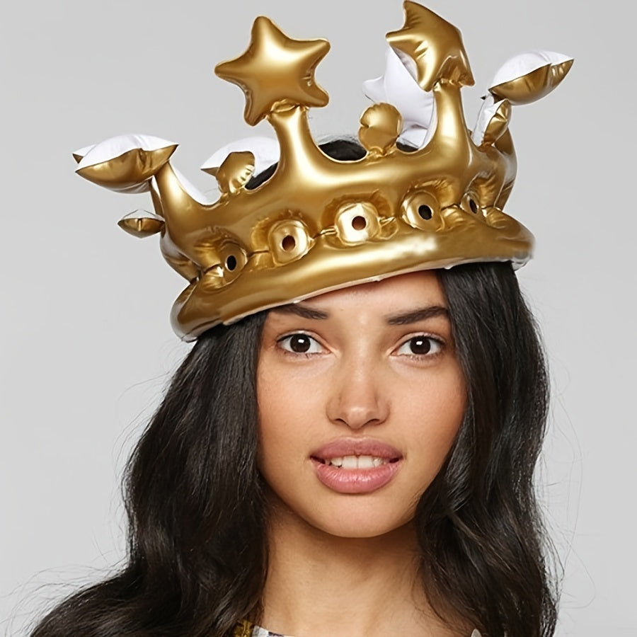 Inflatable Crown Tiara for Makeup Party and Special Occasions Novel Hat Crown