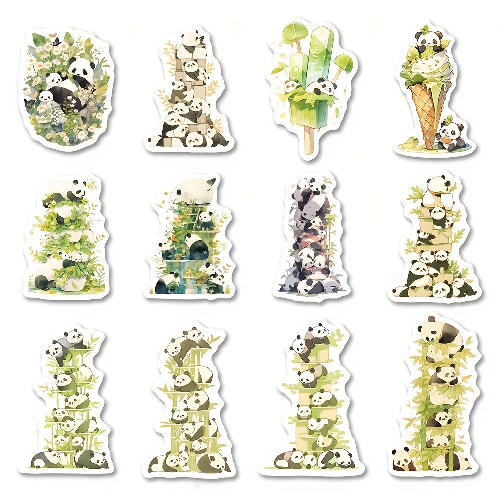 64pcs Cartoon Panda Stickers Pack For Kids Laptop Bike Decoration