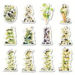 64pcs Cartoon Panda Stickers Pack For Kids Laptop Bike Decoration