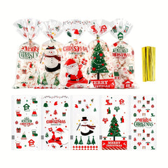 50pcs Christmas Cellophane Treat Bags 12 8x27 0cm with 50pcs Ties
