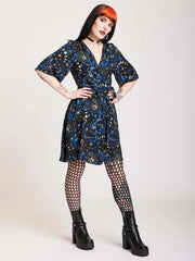 Gothic Dress Women's Plus Sun & Moon Print Knot Dress