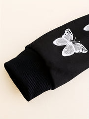 Teen Girl's Butterfly Print Zip Up Hoodie Sweatshirt