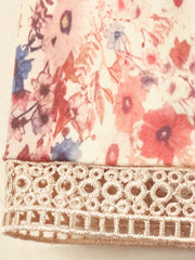 Boho Dress Women's Plus Contrast Guipure Lace Floral Print Long Sleeve Dress