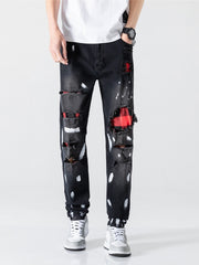 Solid Ripped Long Length Jeans